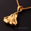 New Men's Black Silver Jewelry Stainless Steel Jewelry Boxing Gold Plated Pendant Necklace